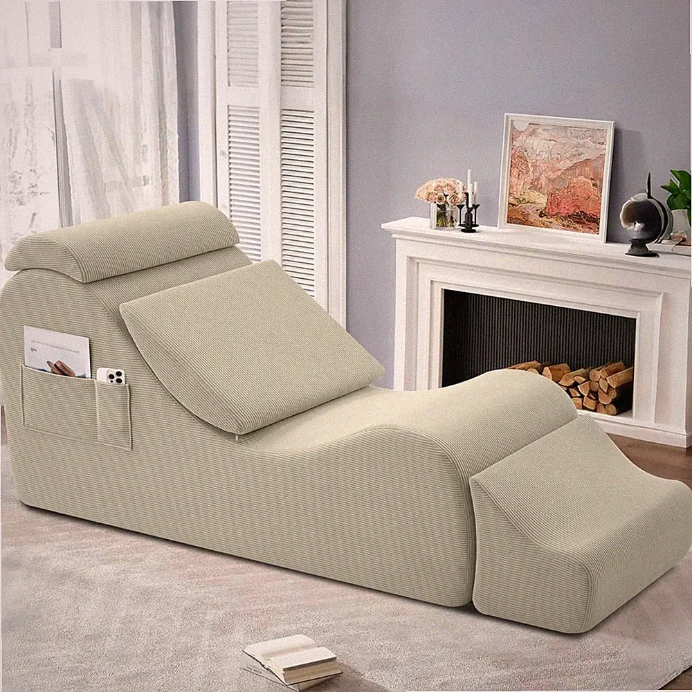 Yoga Chair Lounge for Adult, Ergonomic Chaise Lounge Chair with Side Pocket, Hea